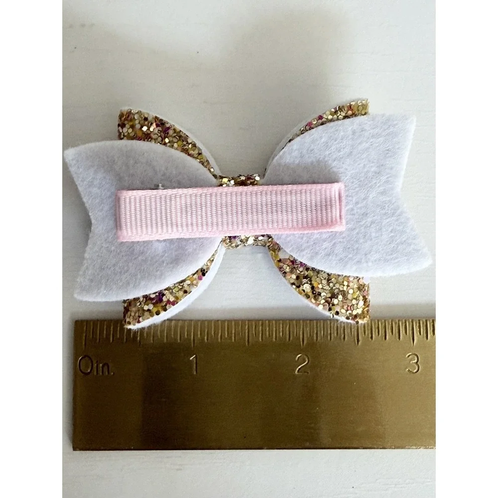 KLASS Girls Disney Mickey Mouse Inspired Pink Gold Glitter Hair Bow 3